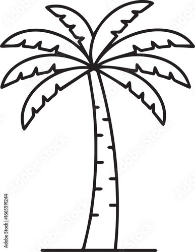 Minimalist palm tree illustration evokes tropical relaxation and vacation vibes, perfect for travel blogs, summer promotions, and island-themed designs