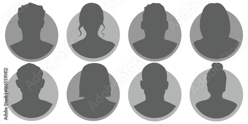 Men and women avatars set. Male and female silhouettes abstract people. characters for social media and networking, user profile, website and app design and development, user profile icons. eps 10