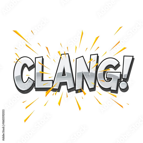 Metallic "Clang!" Comic Book Sound Effect with Burst