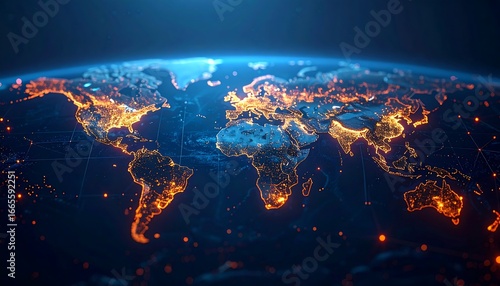 A global view of illuminated city lights, highlighting interconnectedness and the vibrant energy of human activity across the world.
