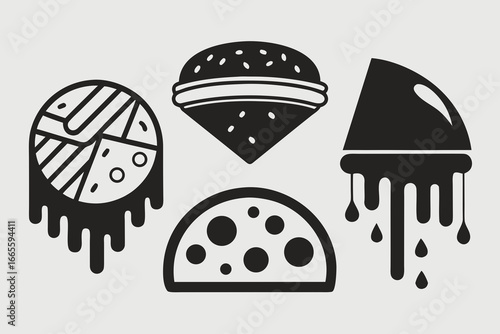 Vector icon set of ice cream illustrations in cartoon style
