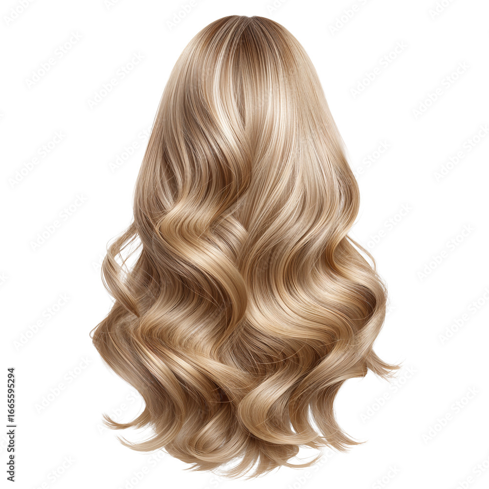 Naklejka premium Luxurious golden blonde hairstyle on a transparent setting adds glamour and beauty to design