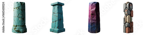 Wallpaper Mural Four ancient pillars with weathered textures isolated on transparent background Torontodigital.ca