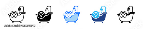 Smart Bathroom Icon Set Multiple Style Collection