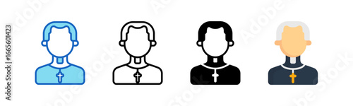 Priest Multiple Style Icon Set Collection. 
