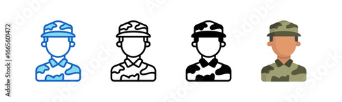 Soldier Multiple Style Icon Set Collection. 