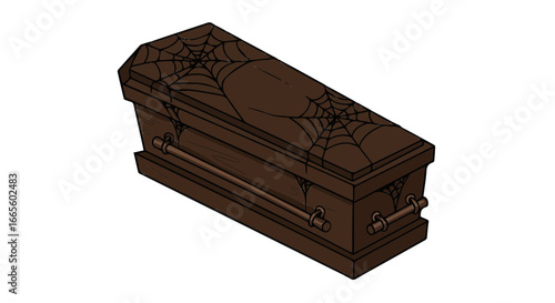 Halloween halloween coffin decoration with spiderwebs for spooky season cemetery gothic theme party decorations vector