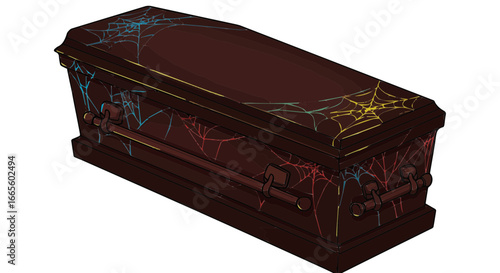 Halloween find spooky halloween coffin with spiderwebs vector image for funeral halloween themed designs and decorations vector