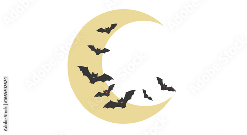 Halloween halloween moon with bats vector illustration spooky night scene october holiday background halloween design 100 vector
