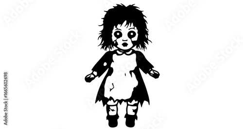Halloween spooky haunted doll vector illustration for halloween horror theme scary doll graphic design creepy doll art vector