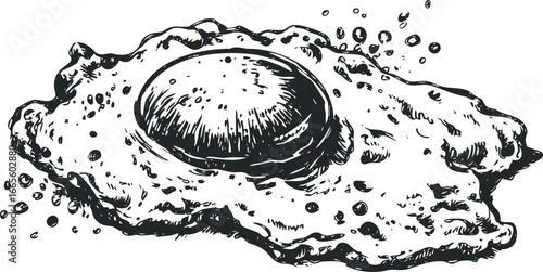 Sketch of a Fried Egg with Bubbles