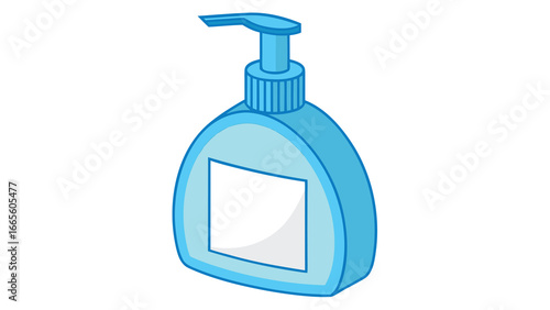 Blue plastic pump bottle dispenser illustration isolated on white background
obe Illustrator Artwork