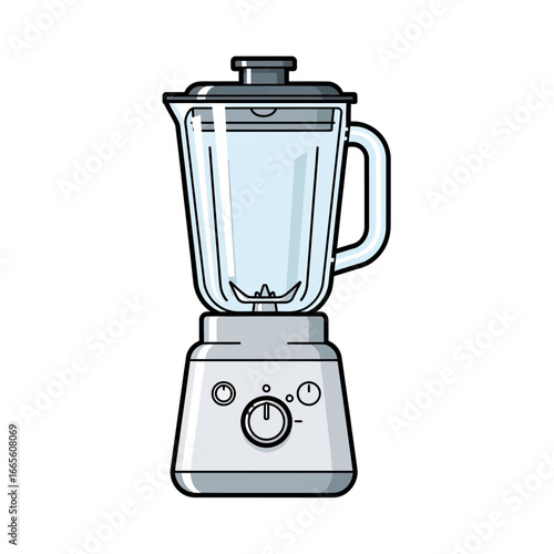 Modern Kitchen Blender with Glass Jar and Gray Base