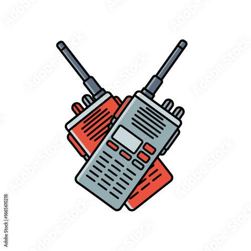 Two Crossed Two-Way Radios with Antennas