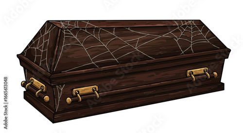 Halloween spooky halloween coffin with spiderwebs for halloween decoration and halloween party supplies and halloween prop vector