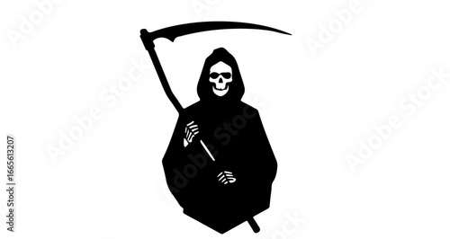 Halloween grim reaper halloween death skeleton scythe spooky horror dark fantasy halloween costume silhouette artwork vector