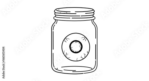 Halloween eyeball in a jar drawing halloween spooky creepy horror illustration vector outline clip art graphic design image vector