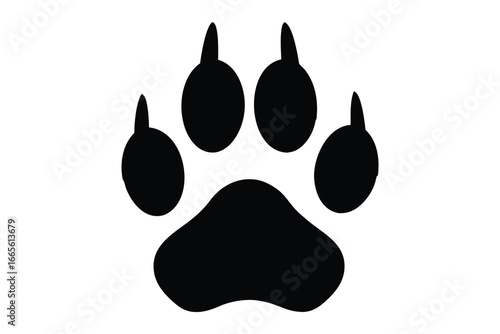 Wildcat paw print silhouette vector, animal paw print vector illustration