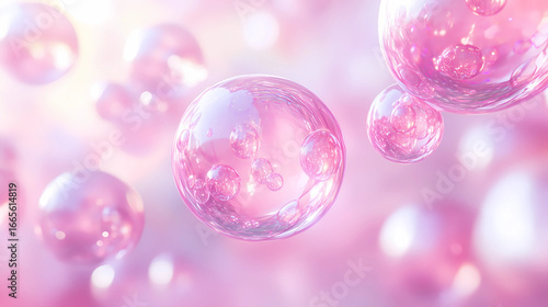 Pink bubble and water droplet backgroun