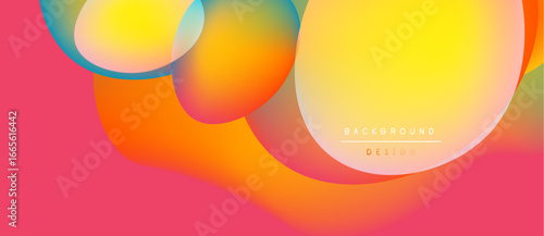 Abstract vibrant circles overlap. Warm colors dominate, transitioning from yellow to pink. Modern design suggests fluidity, energy, optimism.
