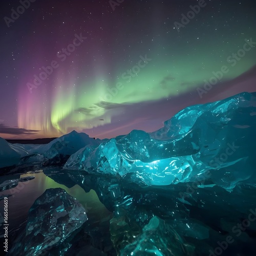 Aurora Over Ice Caves