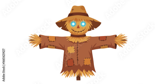Halloween scarecrow cartoon vector illustration for halloween and autumn season themed designs and decorations vector