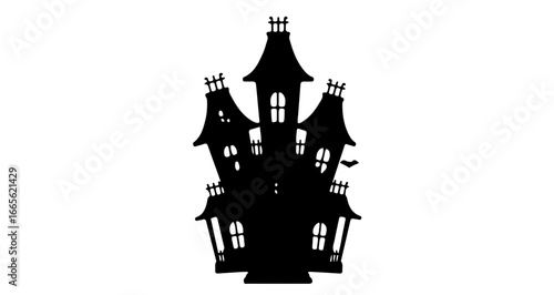 Halloween haunted house silhouette vector for halloween spooky mansion illustration and scary building design element vector