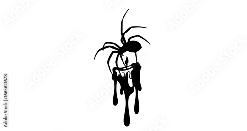 Halloween spider with dripping black ink vector illustration halloween creepy arachnid design element for web and print 100 vector