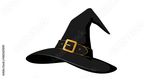 Halloween isolated black witch hat vector illustration for halloween costume party and magical spell casting design vector