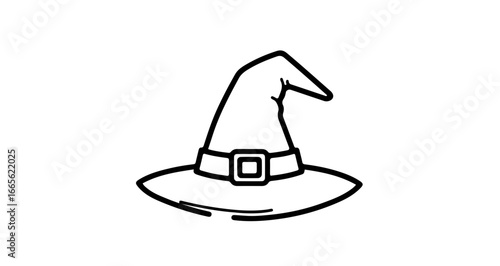 Halloween witch hat halloween costume vector illustration spooky wizard hat outline drawing halloween party decoration 100 vector