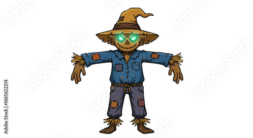 Halloween scarecrow halloween costume diy ideas creepy scarecrow with glowing eyes halloween decoration tutorial easy craft vector