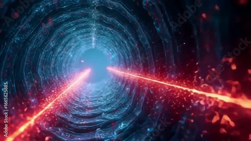 Quantum tunnel pulse with subatomic particle visuals