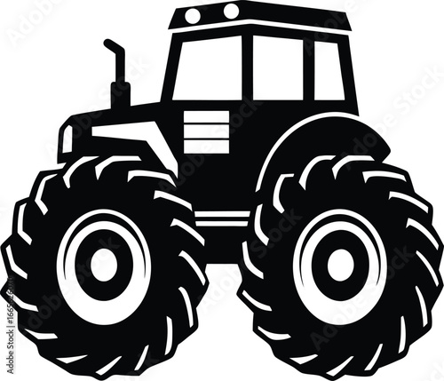 Tractor Silhouette Vector Illustration for Agriculture.