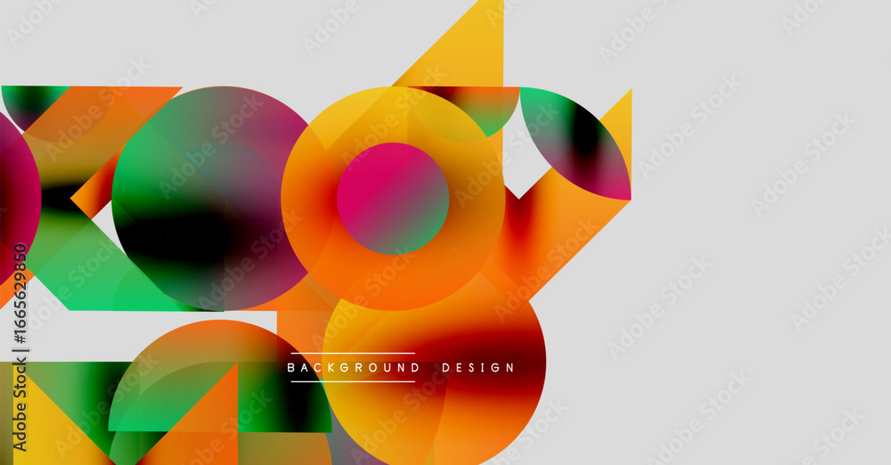Fototapeta premium Abstract colorful shapes overlap, creating dynamic composition. Vibrant hues blend, forming modern background design. Smooth gradients present visual interest.