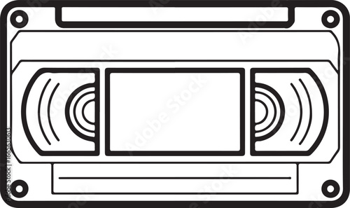 Hand-Drawn VHS Cassette Icon Pack Retro Video Tape Black Outline Minimalist Vector Illustration