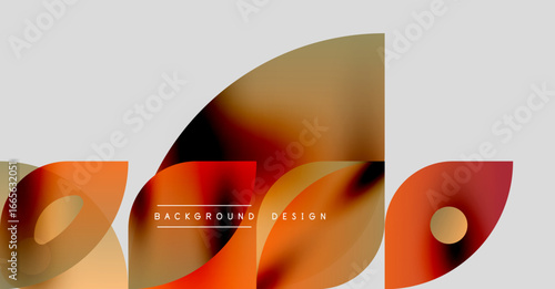 Abstract shapes, warm colors, modern design. Overlapping elements create dynamic composition. Minimalist aesthetic, suitable background material.