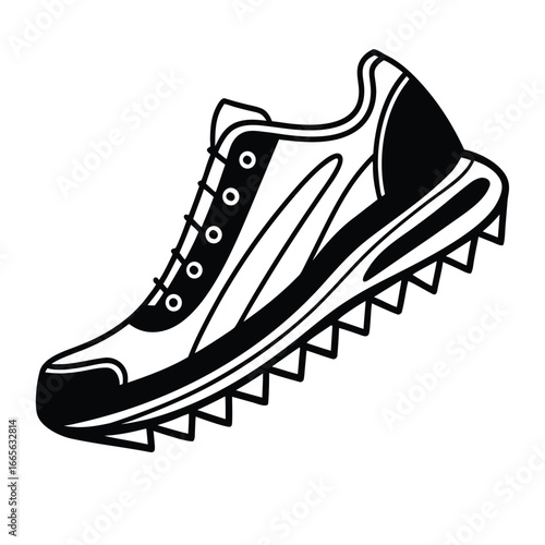 Vector icon of a spiked track and field running shoe.