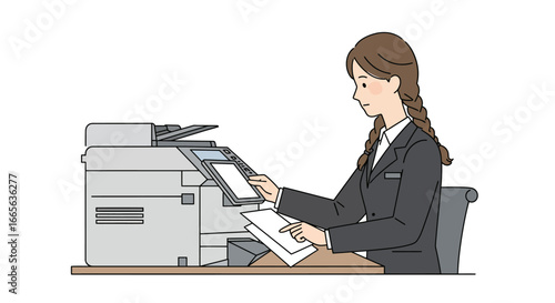 Businesswoman Using Office Copier to Print Documents.