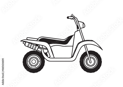 ATV Quad Bike Silhouette Vector Illustration Isolated on White Background.