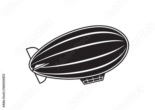 Airship Dirigible Blimp Silhouette Vector Illustration Isolated Icon Design.