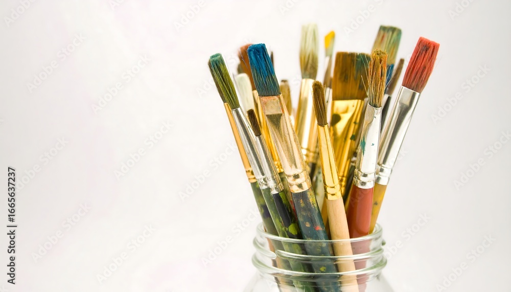 Obraz premium Paintbrushes in Jar, Studio Setting