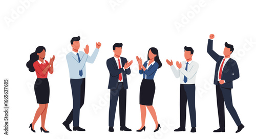 Diverse Business Team Applauding and Celebrating Success.