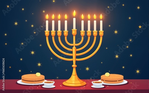 Vector hanukkah jewish holiday menorah. High quality