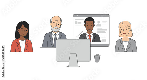 Diverse Team Members Participating in a Video Conference Call.