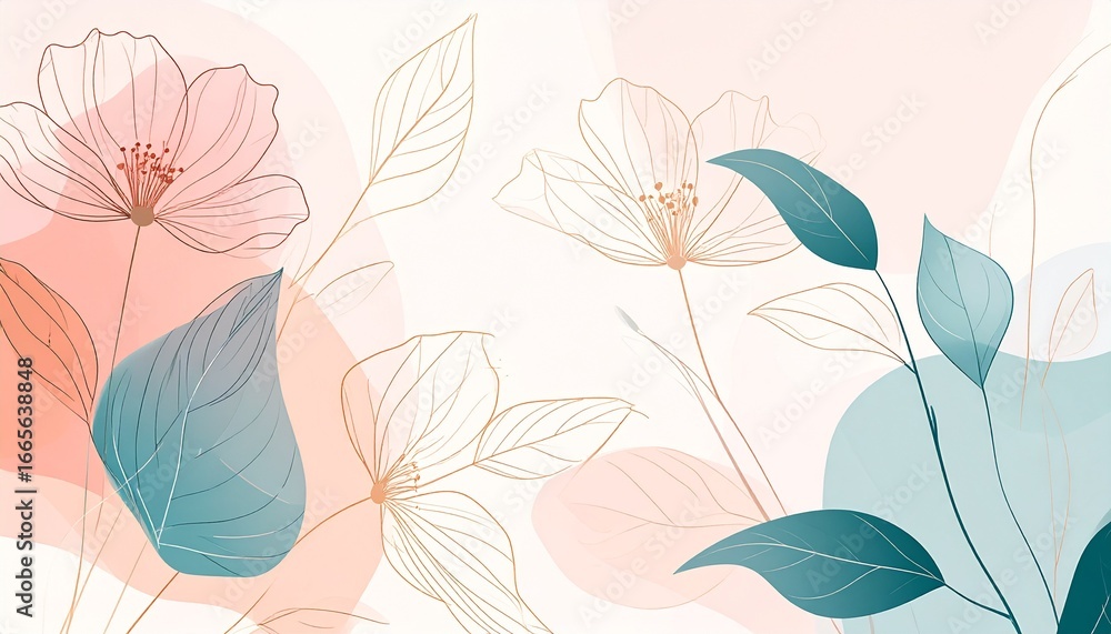 Fototapeta premium Minimal Natural Line Art(