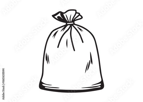 Garbage Bag Vector Icon Tied Plastic Sack Black Silhouette.