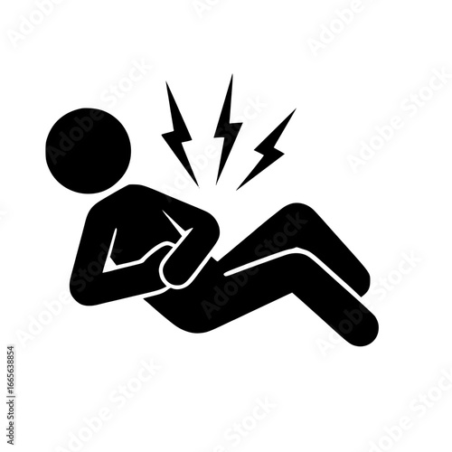 Stickman Figure with Stomach Pain SVG Clip Art