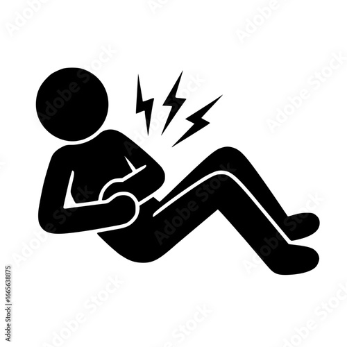 Stickman Figure with Stomach Pain SVG Clip Art