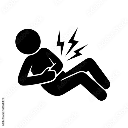 Stickman Figure with Stomach Pain SVG Clip Art