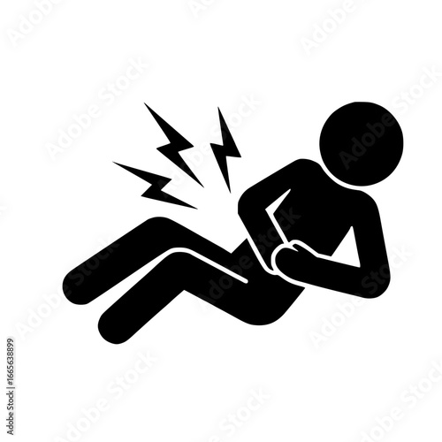 Stickman Figure with Stomach Pain SVG Clip Art